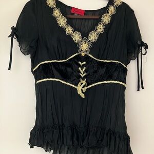 Carina Black Embellished Blouse - Size S